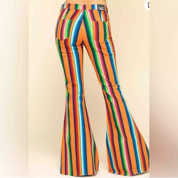 New Ranch Dressn Fallon Taylor Orange Serape Super Flares Flare Denim Jeans 00 - Picture 3 of 12